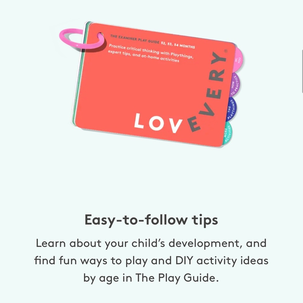 Lovevery Colorful Play Guide 52, 53, 54 months Kids